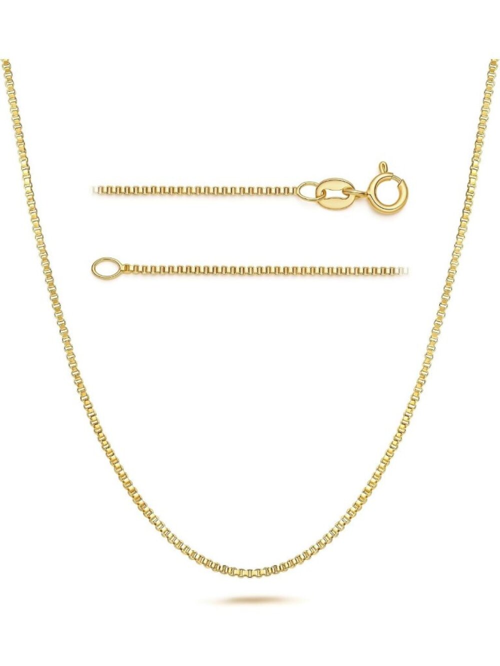 14K Gold Box Chain Necklace for Women & Men | Elegant Gold Jewelry Accessory